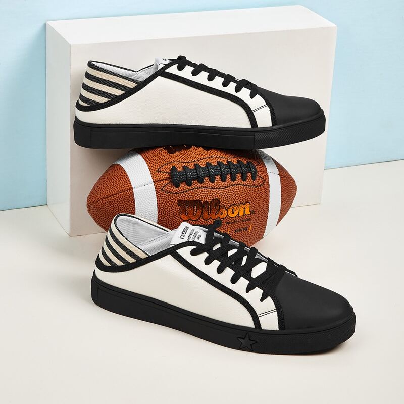 

Guys Lace-up Colorblock Sneakers, Black and white