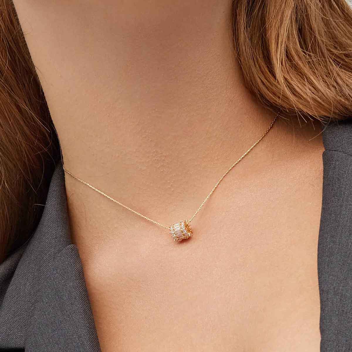

1pc Christmas Rhinestone Charm Necklace, Gold