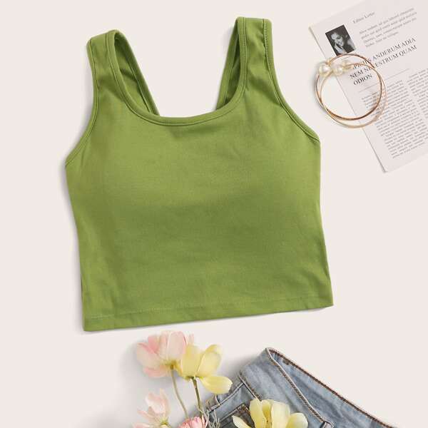 

Solid Longline Bralette, Green