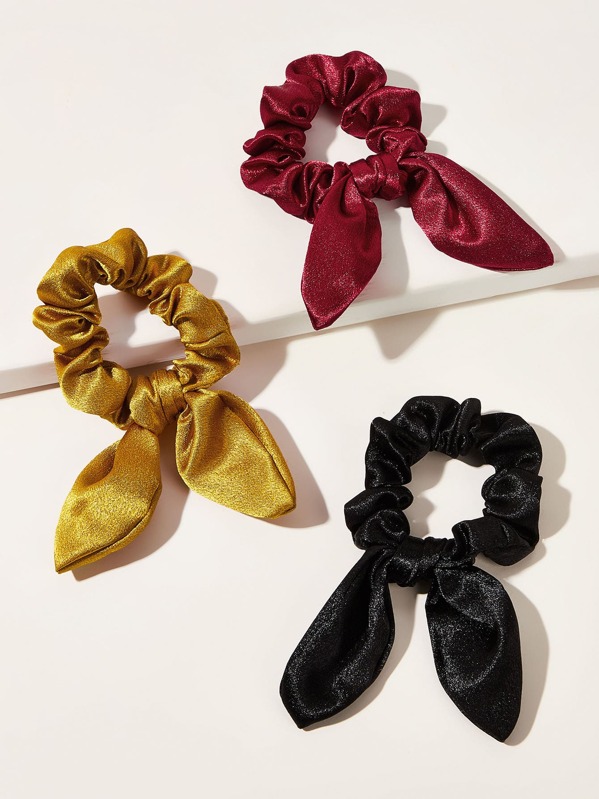 

3pcs Ear Decor Satin Scrunchie, Multicolor
