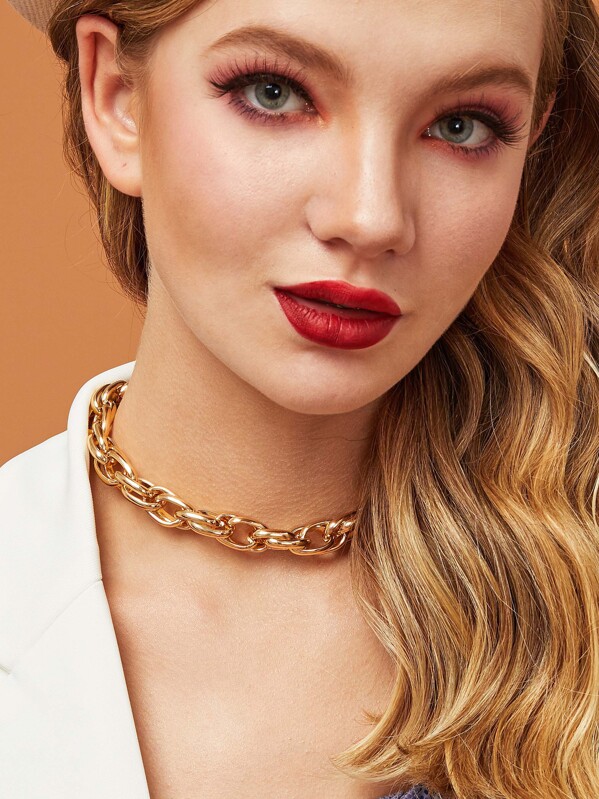 

1pc Simple Chain Choker, Gold
