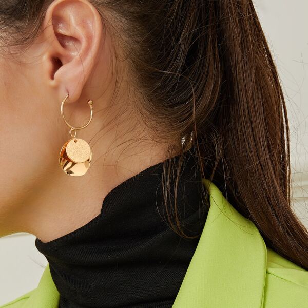 

Round Drop Earrings 1pair, Gold