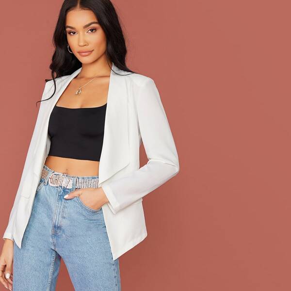 

Shawl Collar Solid Blazer, White