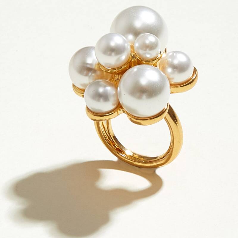 

1pc Faux Pearl Decor Ring, White