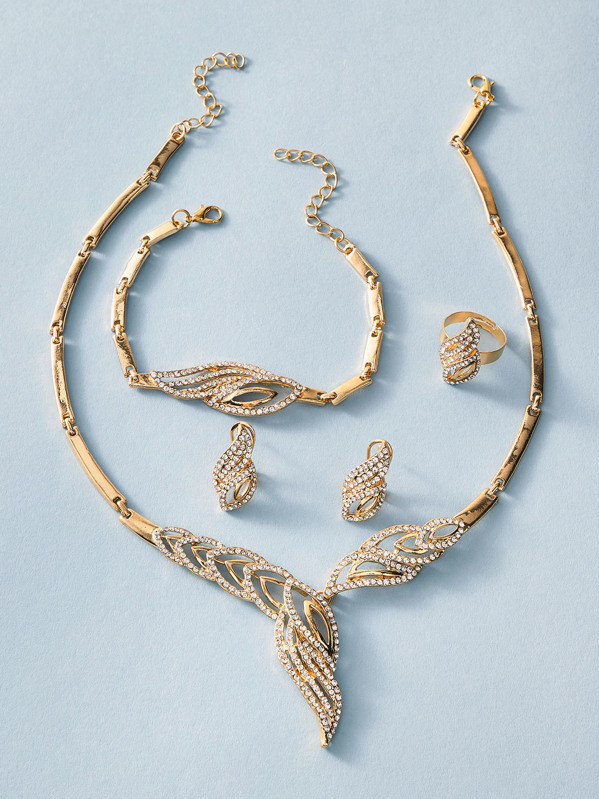 

5pcs Rhinestone Engraved Jewelry Set