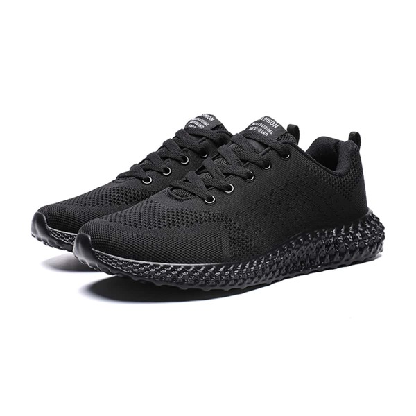 

Men Lace-up Front Knit Trainers, Black
