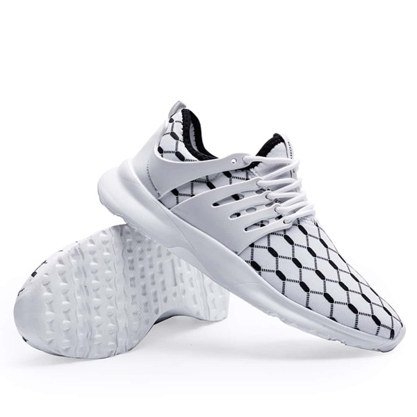 

Men Geometric Graphic Wide Fit Trainers, White