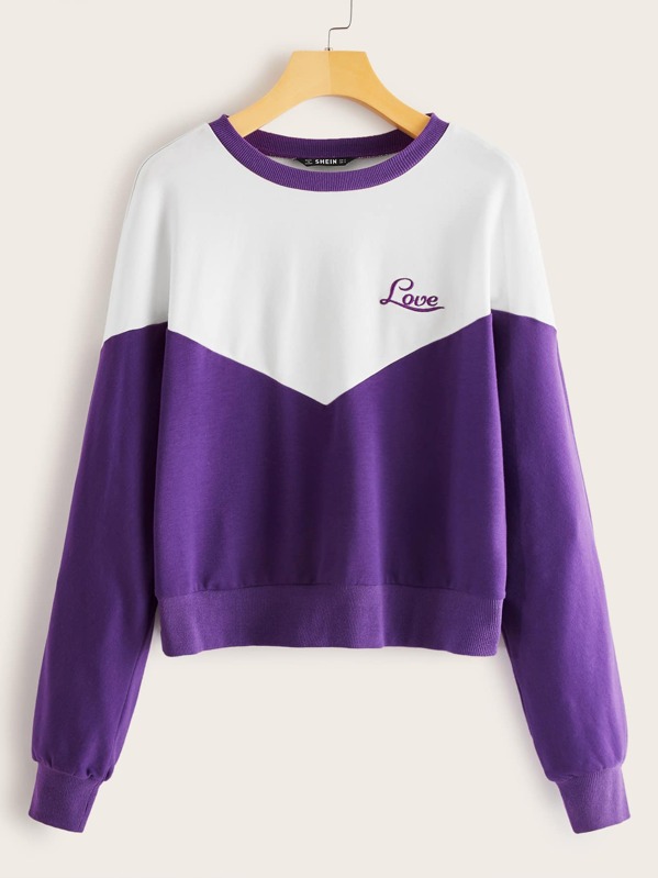 

Two Tone Embroidery Letter Pullover, Multicolor, Gigi