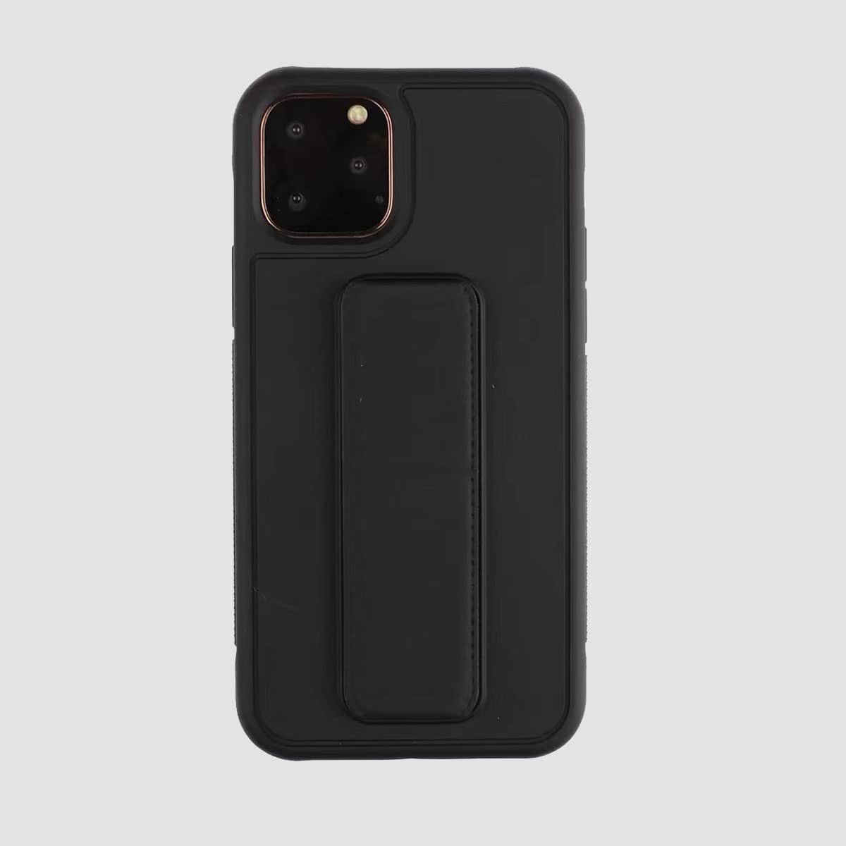 

1pc Solid iPhone Case With Holder, Black