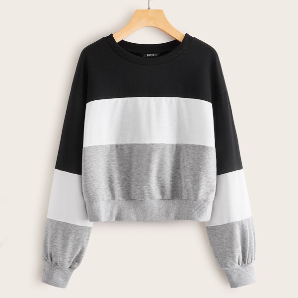 

Drop Shoulder Colorblock Pullover, Multicolor