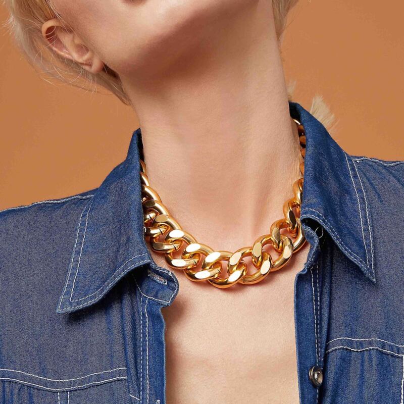 

1pc Thick Chain Choker, Gold