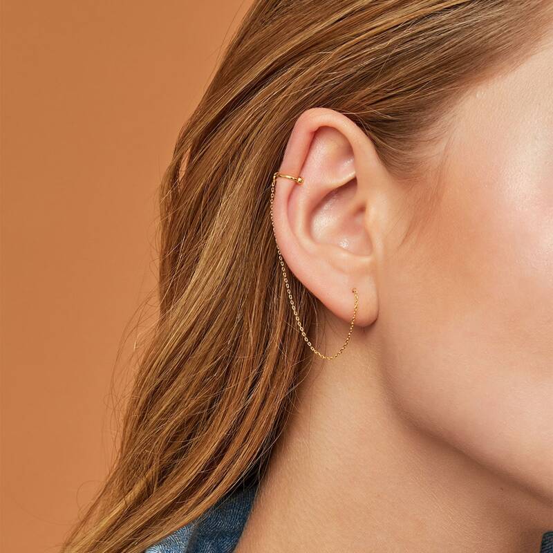 

1pc Chain Decor Ear Cuff, Gold