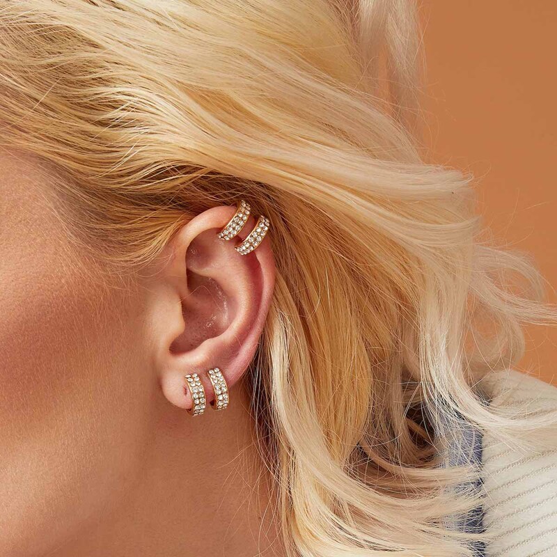 

1pair Rhinestone Decor Ear Cuff, Gold