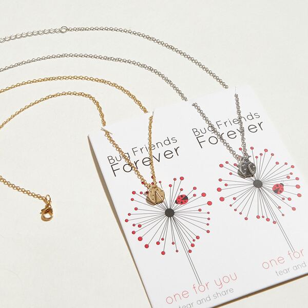 

2pcs Ladybug Charm Chain Necklace, Multicolor