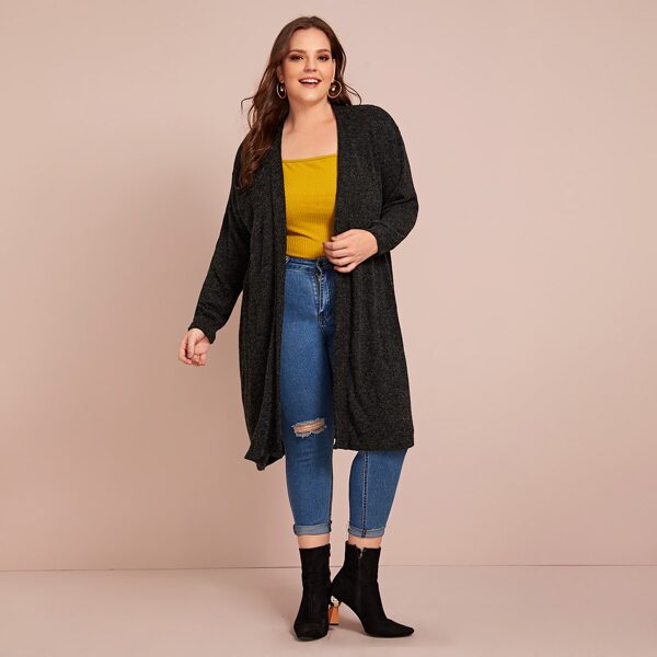 

Plus Open Front Drop Shoulder Cardigan, Grey