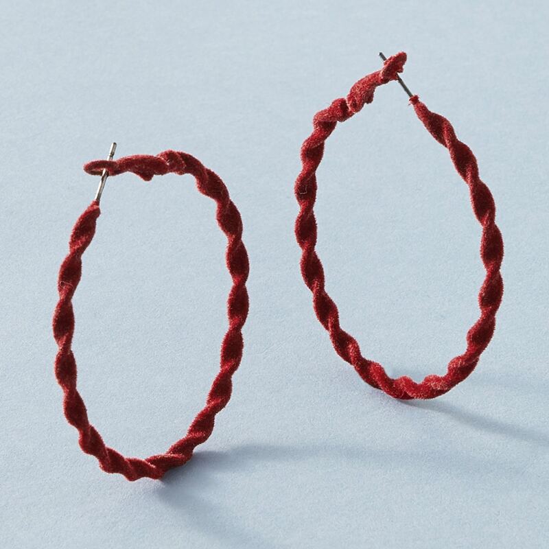 

1pair Round Hoop Earrings, Burgundy
