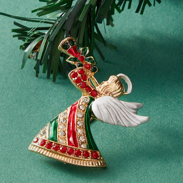 

1pc Rhinestone Engraved Angel Shaped Brooch, Multicolor
