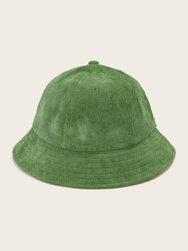 

Men Solid Ribbed Bucket Hat, Green