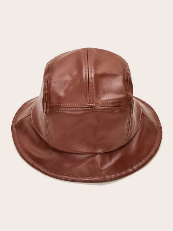 

Men PU Bucket Hat, Brown