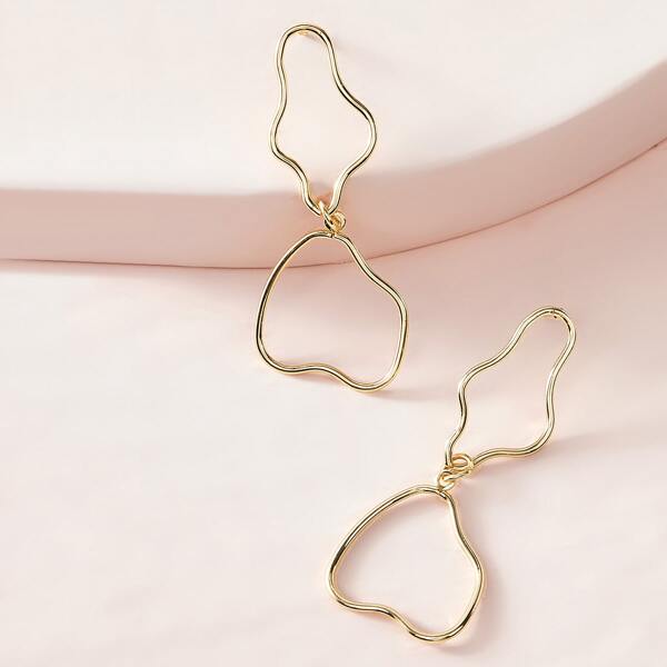 

1pair Irregular Drop Earrings, Gold