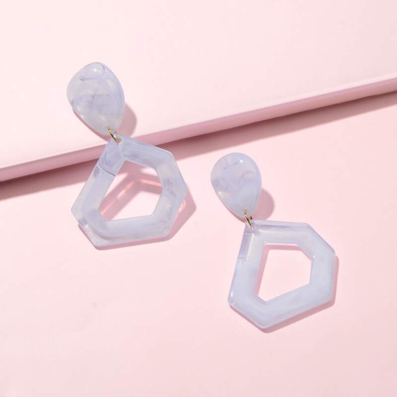 

Irregular Geometric Drop Earrings 1pair, White