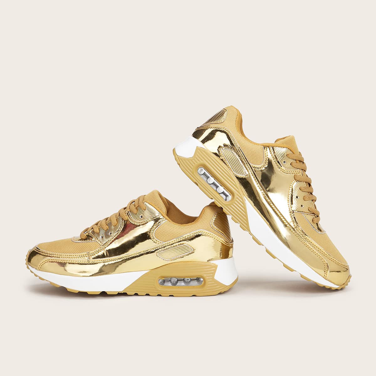 

Guys Metallic Lace-up Front Sneakers, Gold