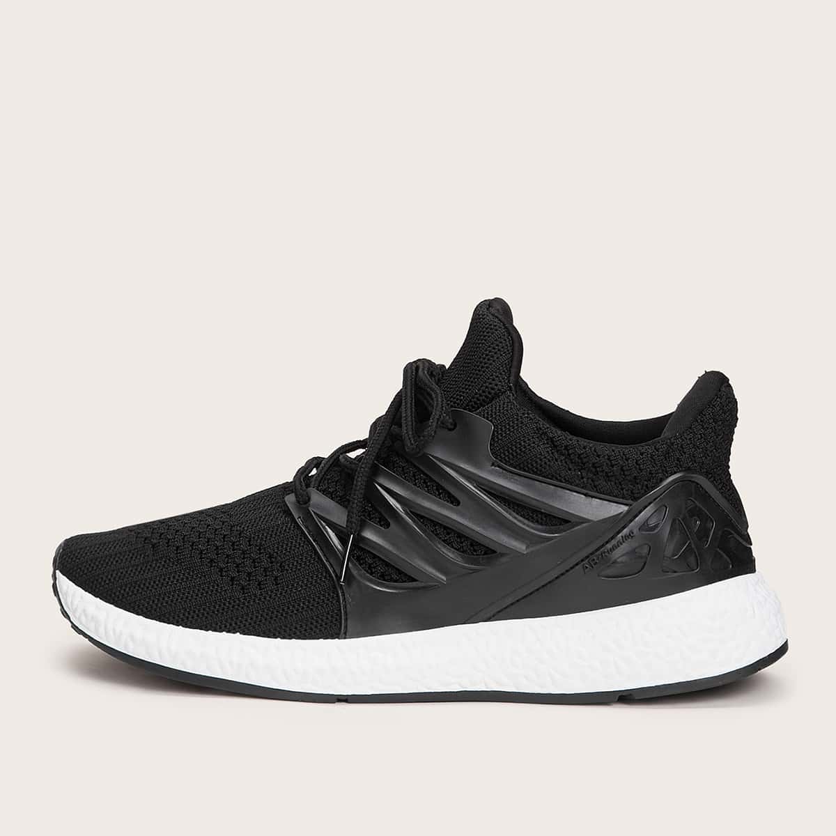 

Guys Lace-up Front Knit Trainers, Black