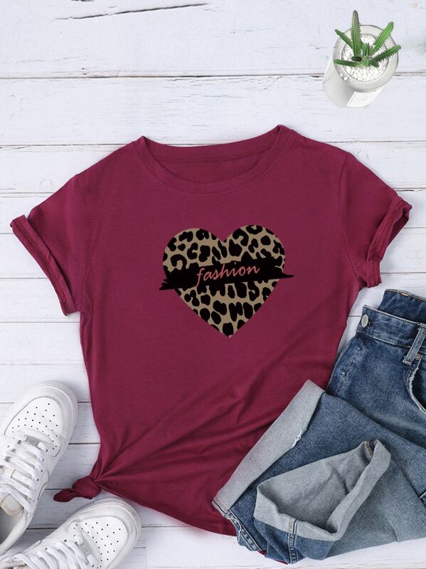 

Heart And Letter Graphic Tee, Burgundy