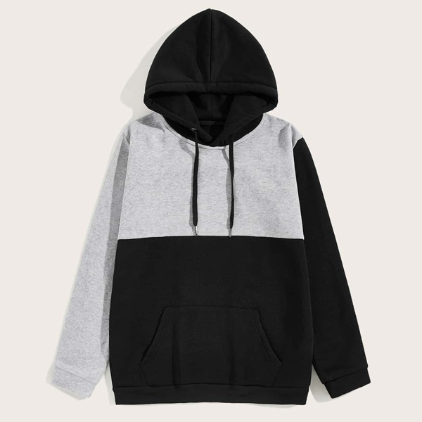 

Men Two Tone Drawstring Hoodie, Multicolor
