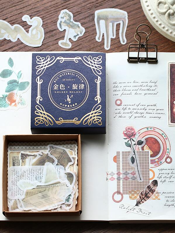 

40pcs Vintage Pattern Sticker & 20sheets Sticky Note