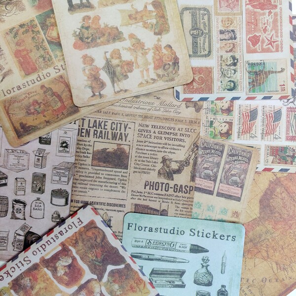 

10sheets Vintage Mixed Pattern Decorative Card