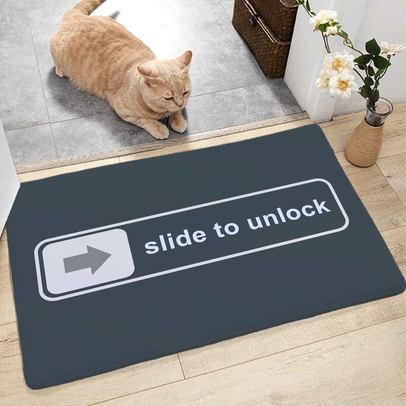 

Slide To Unlock Print Floor Mat, Multicolor