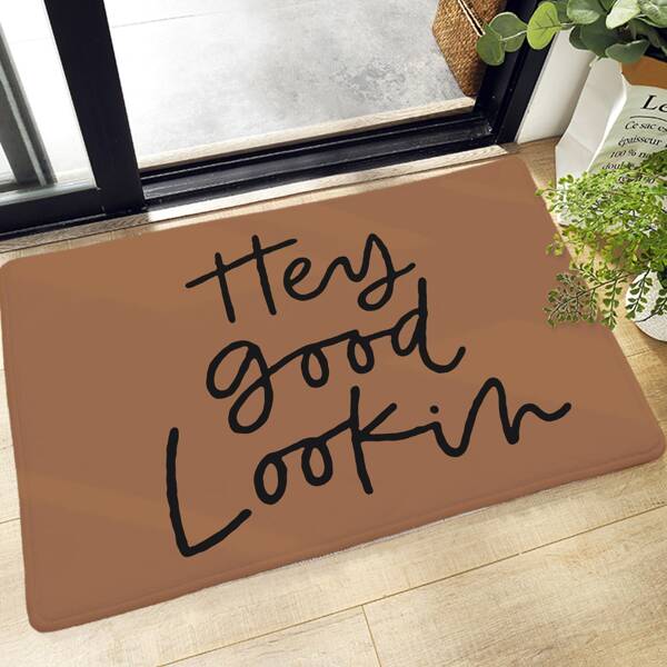 

Abstract Slogan Print Floor Mat, Multicolor