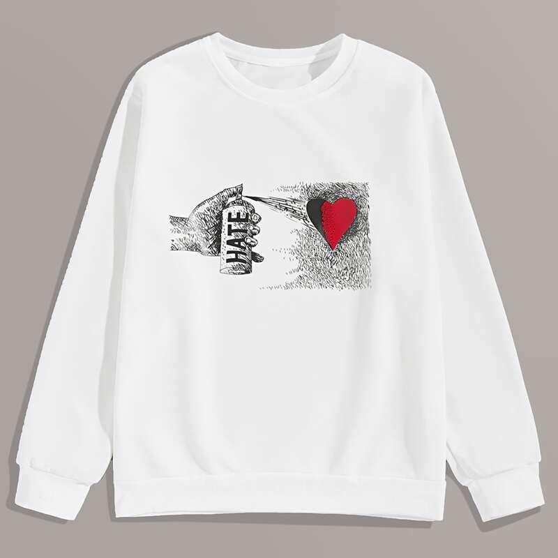 

Guys Graphic Print Crew Neck Sweatshirt, White