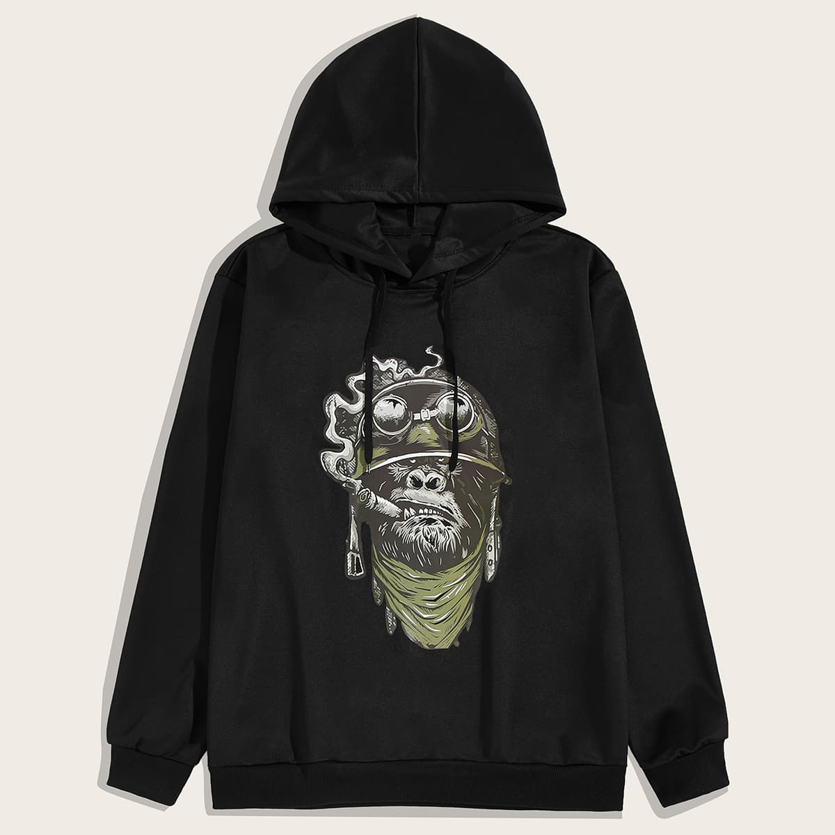 

Guys Animal Print Drawstring Hoodie, Black