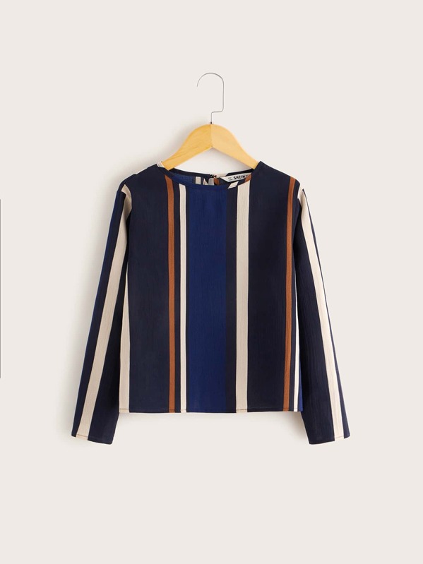 

Girls Keyhole Back Striped Top, Multicolor