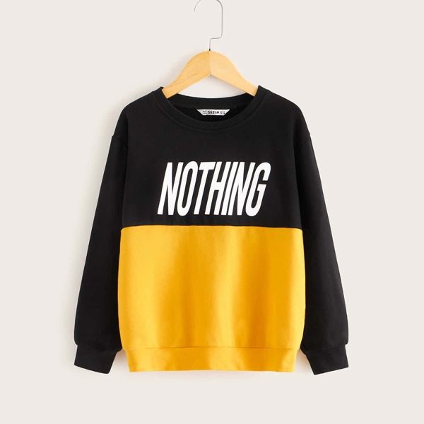 

Boys Letter Graphic Colorblock Pullover, Multicolor