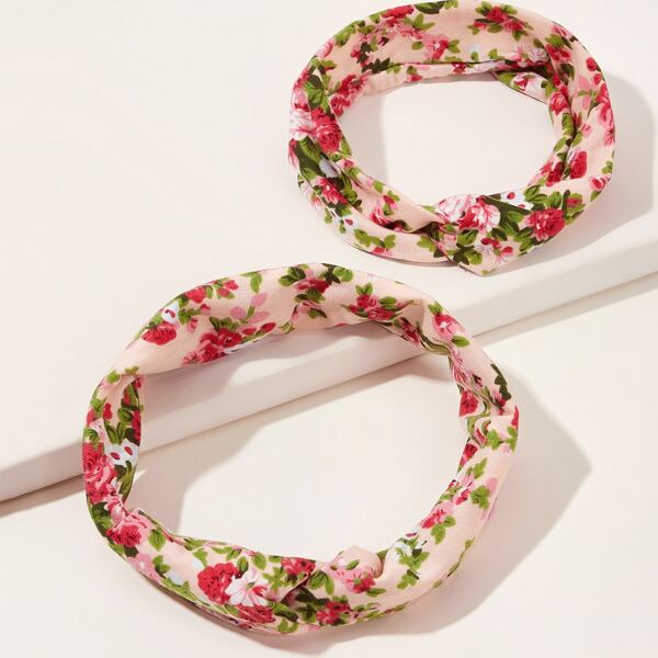 

2pcs Baby Ditsy Floral Pattern Headband, Pink