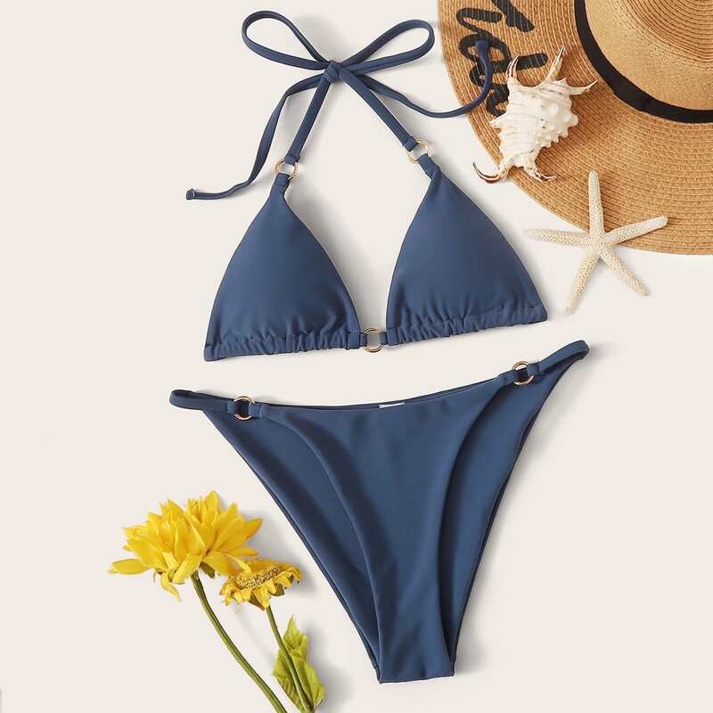 

Ring Linked Triangle Bikini Set, Blue