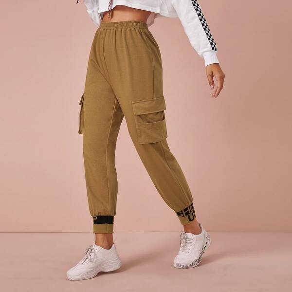 

Flap Pocket Side Letter Joggers, Camel