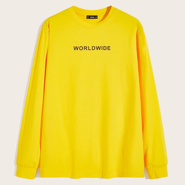 

Men Neon Yellow Letter Graphic Top, Yellow bright