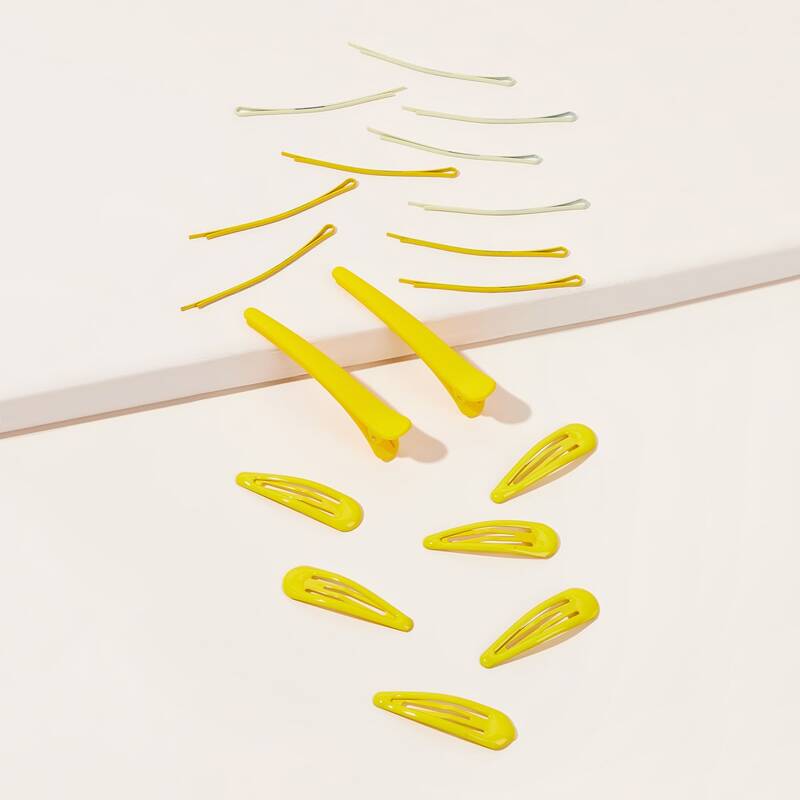 

18pcs Plain Hair Clip, Yellow