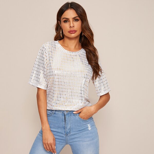 

Striped Graphic Short Sleeve Tee, White