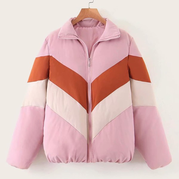 

Cut And Sew Chevron Padded Coat