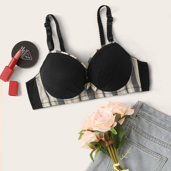 

Striped Underwire Bra, Black