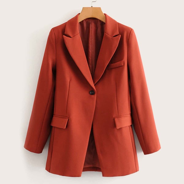 

Lapel Neck Single Button Blazer, Orange