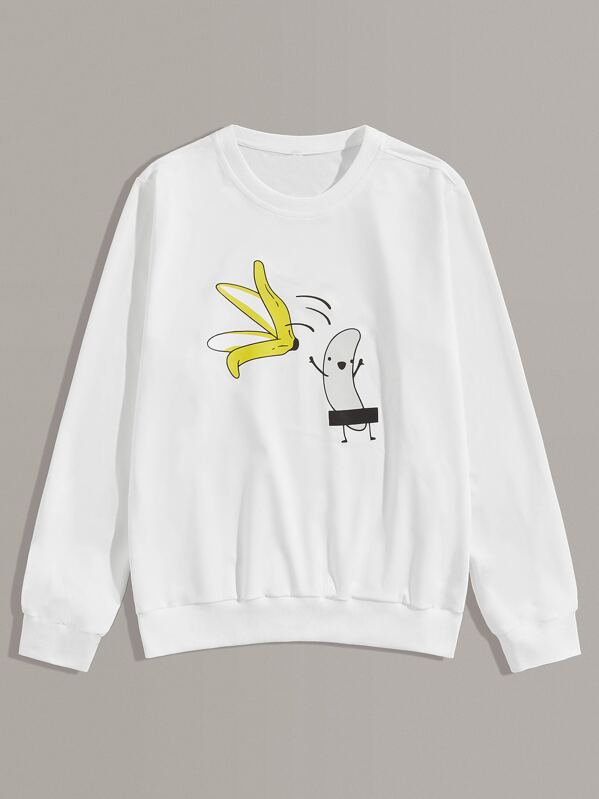 

Men Cartoon Graphic Sweatshirt, White