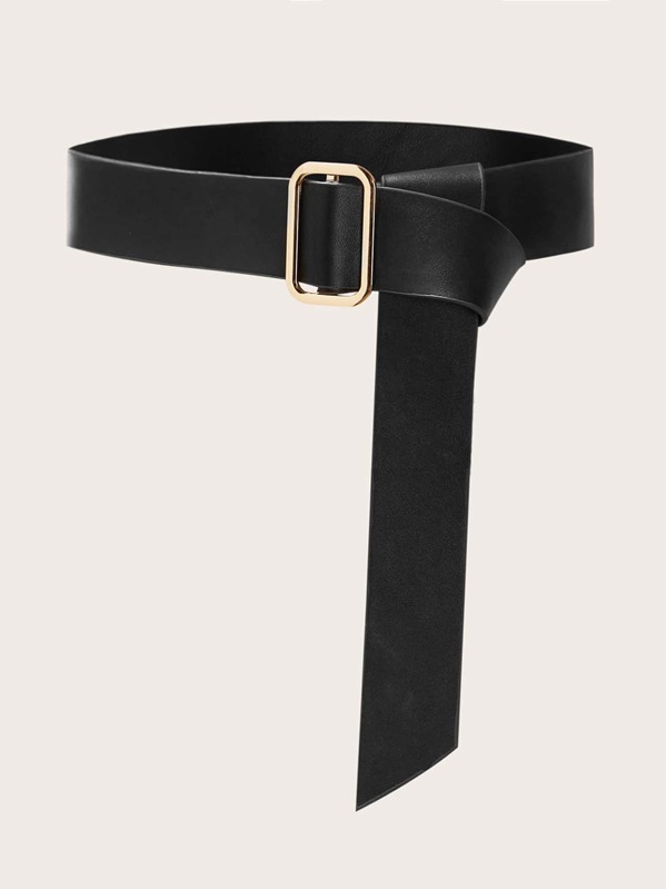 

Knot Decor Geometric Buckle Belt, Black