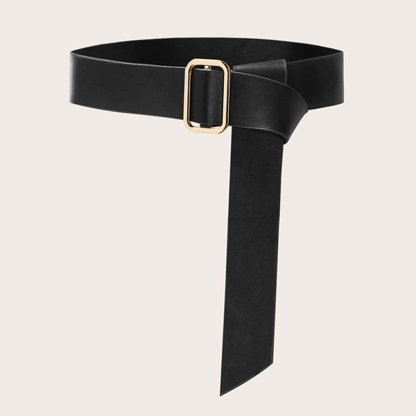 

Knot Decor Geometric Buckle Belt, Black