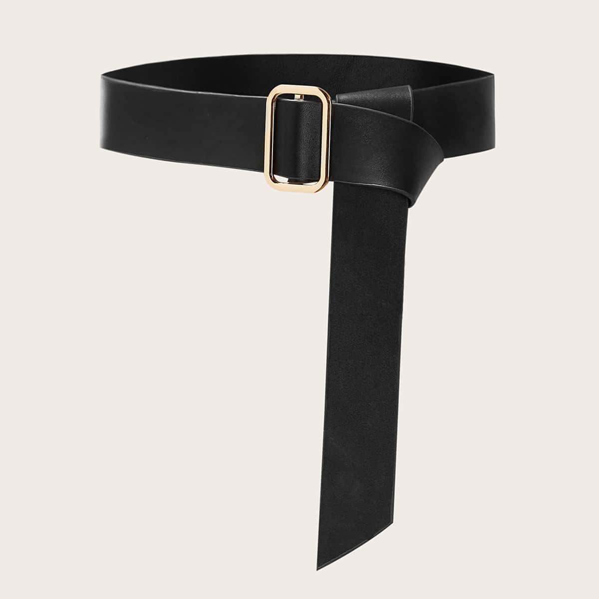 

Knot Decor Geometric Buckle Belt, Black
